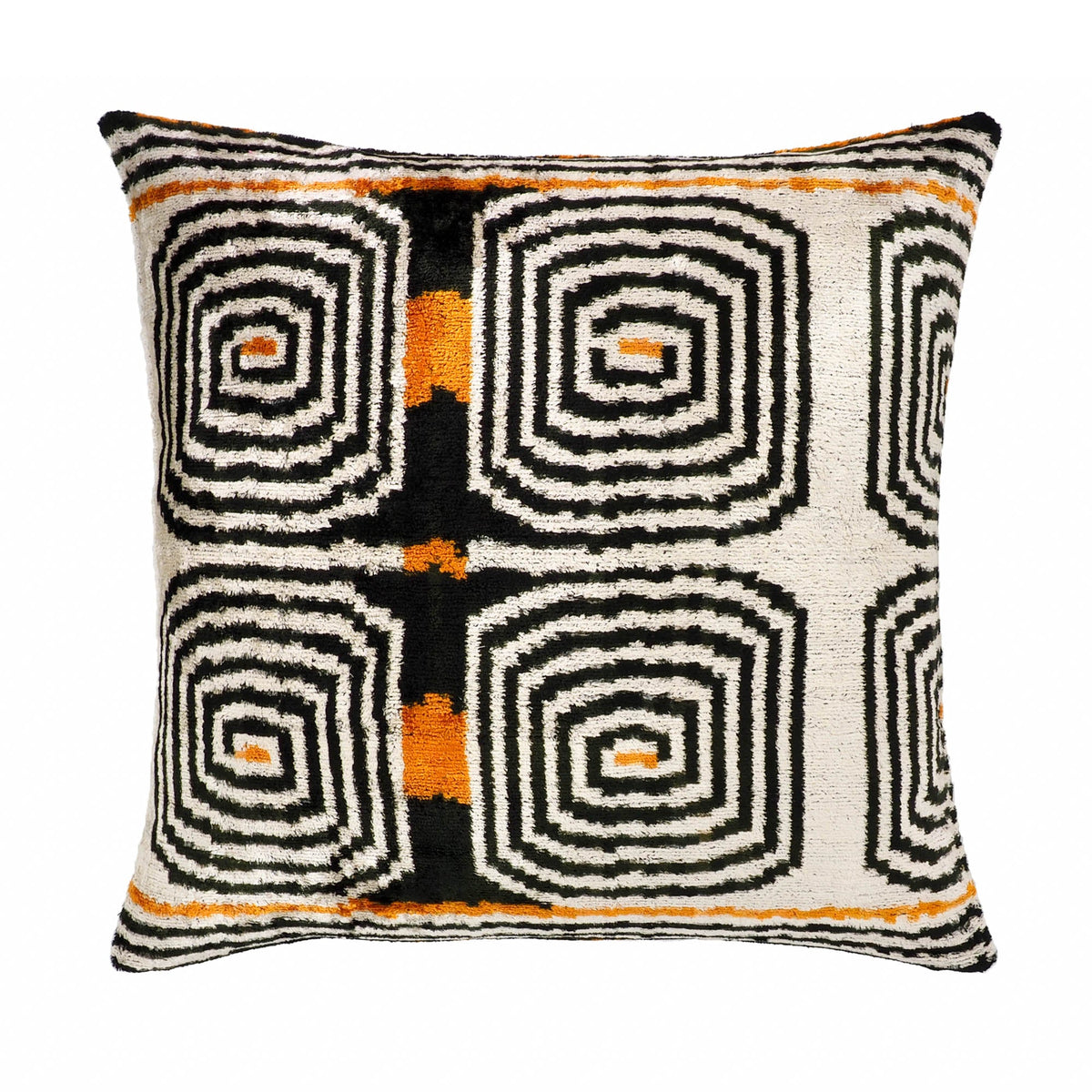 Labyrinth Silk Velvet Ikat Cushion