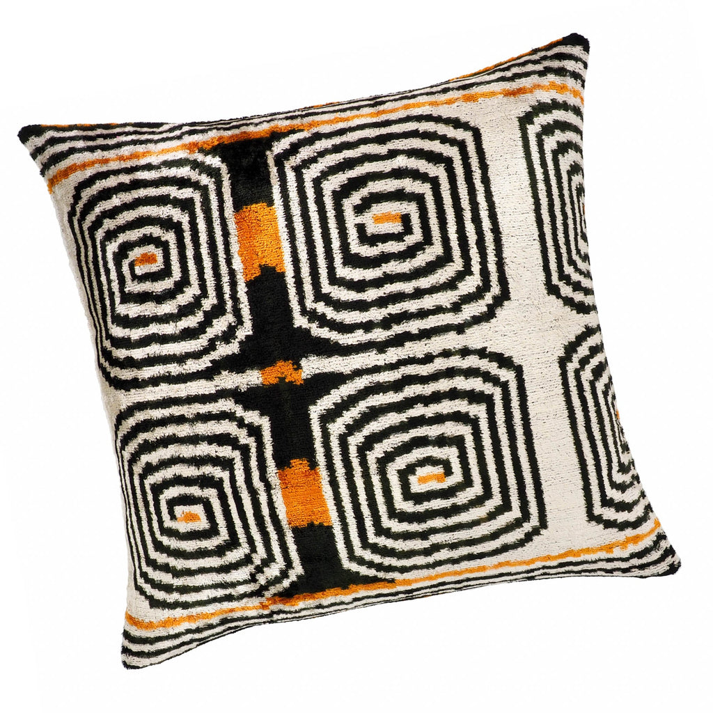 Labyrinth Silk Velvet Ikat Cushion
