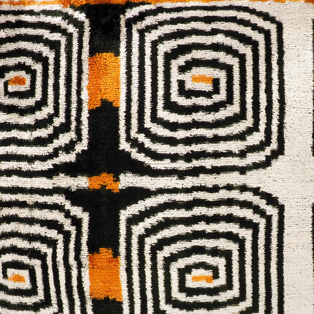 Labyrinth Silk Velvet Ikat Cushion