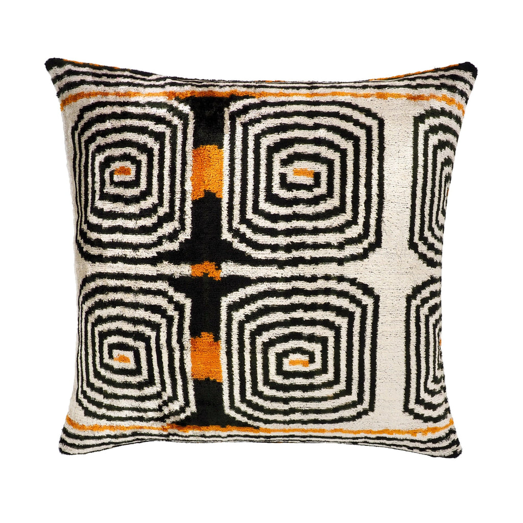 Labyrinth Silk Velvet Ikat Cushion