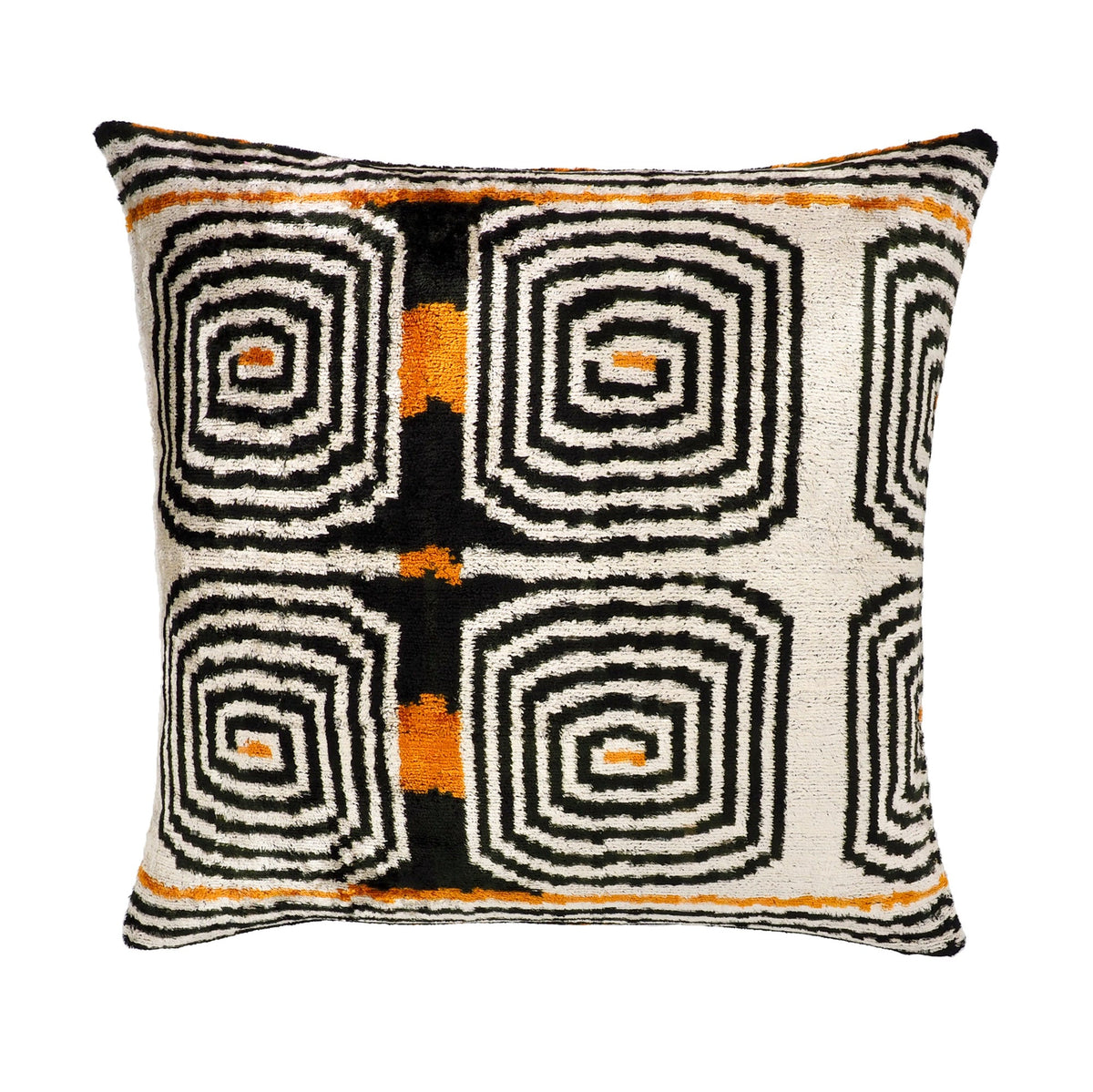 Labyrinth Silk Velvet Ikat Cushion