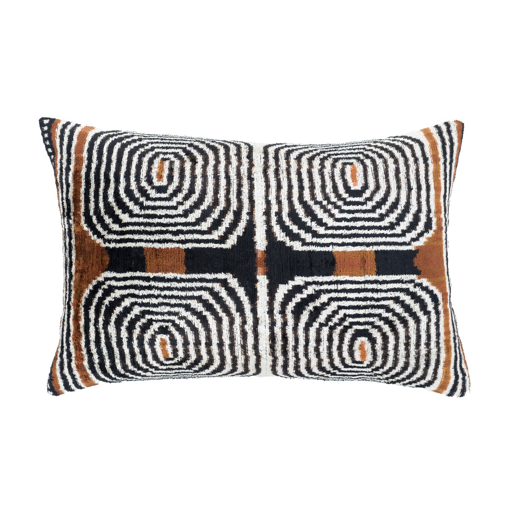 Labyrinth Silk Velvet Ikat Throw Cushion