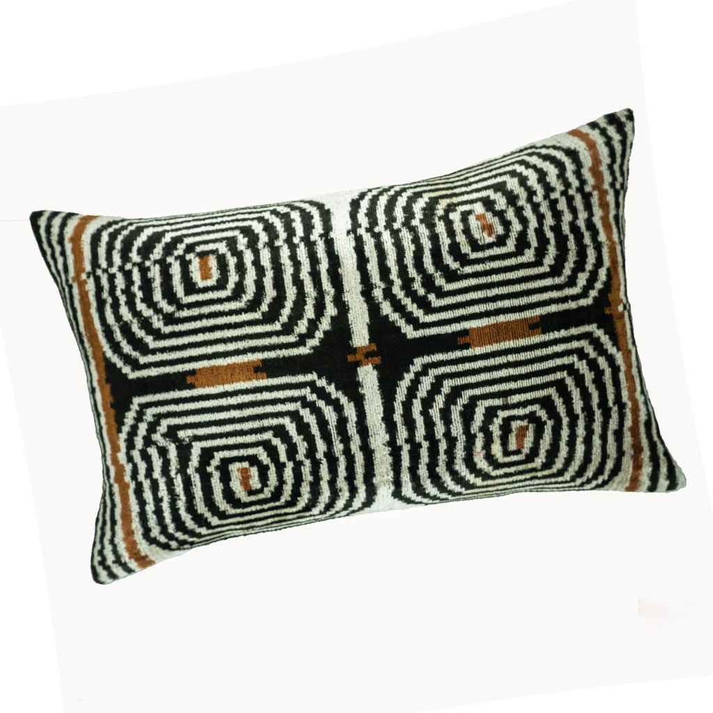 Labyrinth Silk Velvet Ikat Throw Cushion