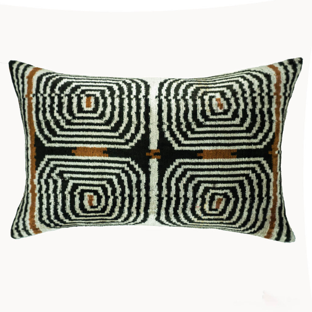 Labyrinth Silk Velvet Ikat Throw Cushion