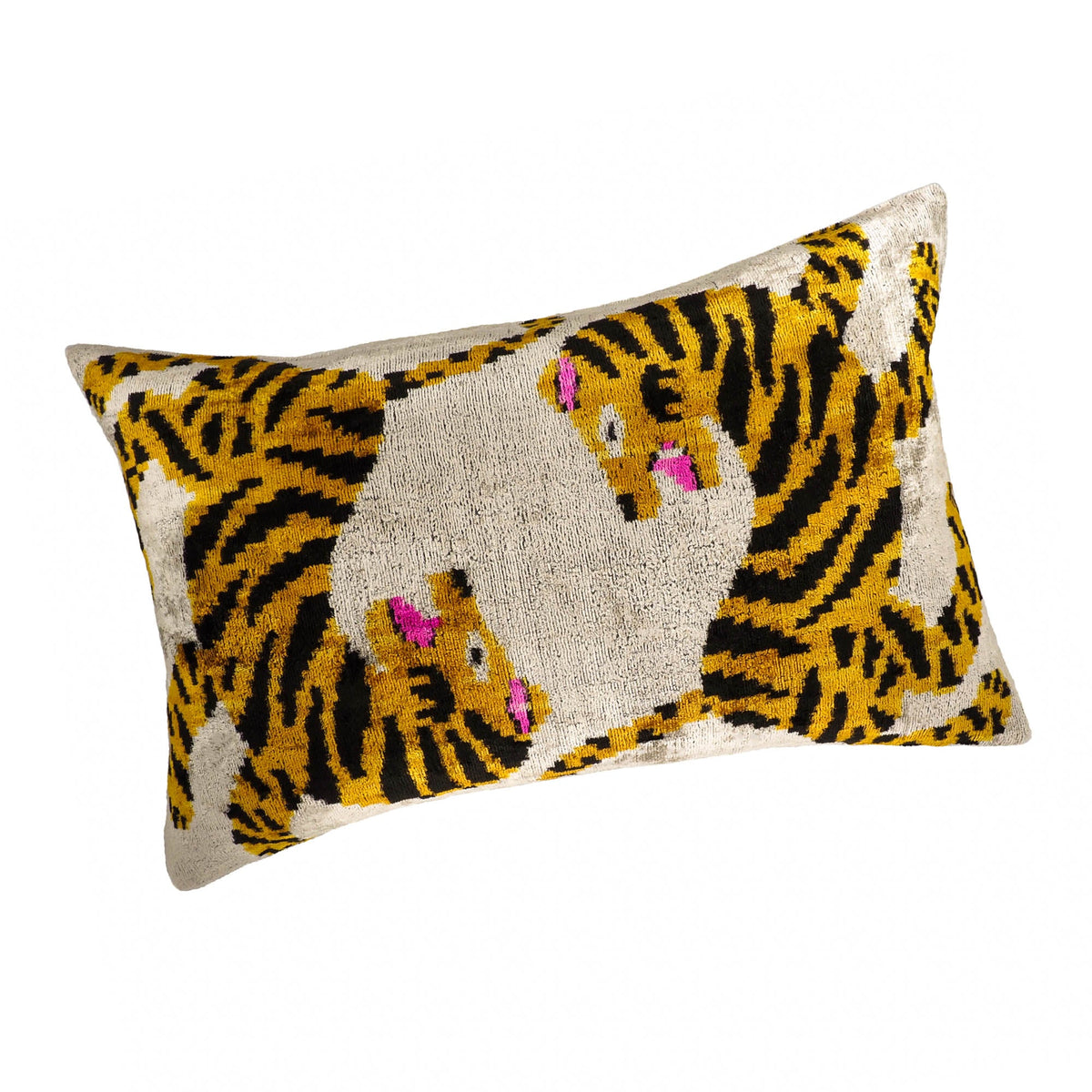 Bengali Silk Velvet Ikat Throw Cushion