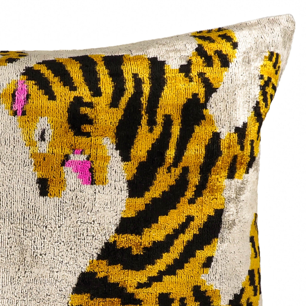Bengali Silk Velvet Ikat Throw Cushion