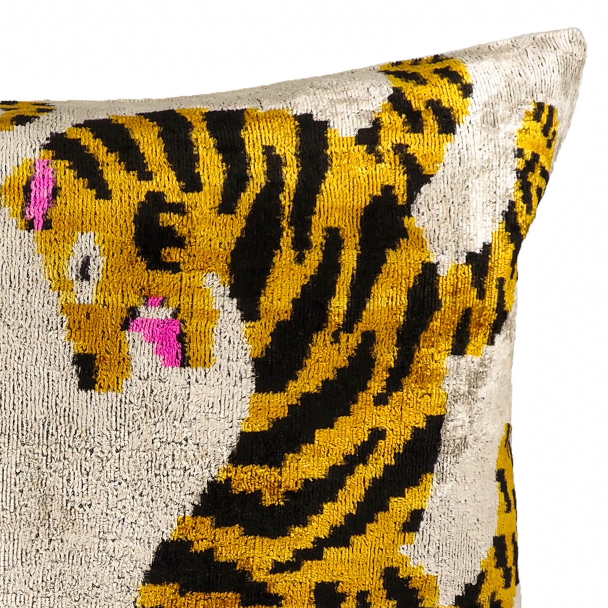 Bengali Silk Velvet Ikat Throw Cushion