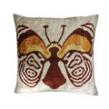 Butterfly Silk Velvet Ikat Throw Cushion