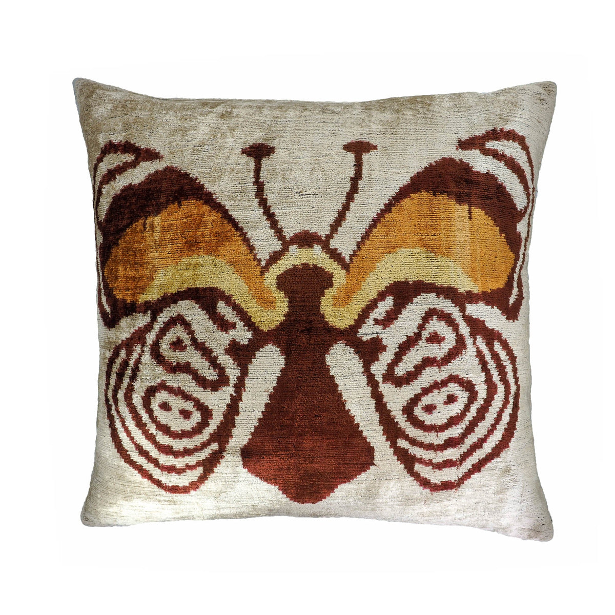 Butterfly Silk Velvet Ikat Throw Cushion