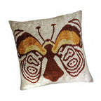 Butterfly Silk Velvet Ikat Throw Cushion
