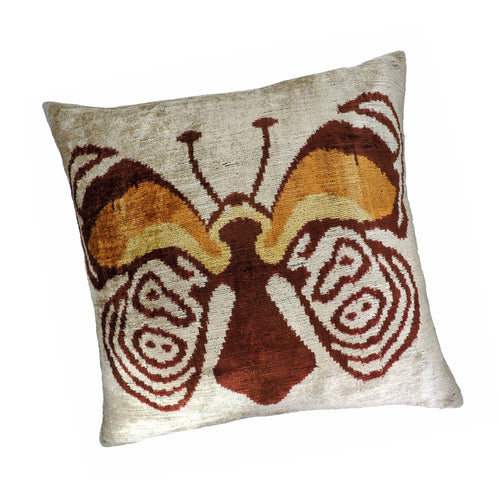 Butterfly Silk Velvet Ikat Throw Cushion