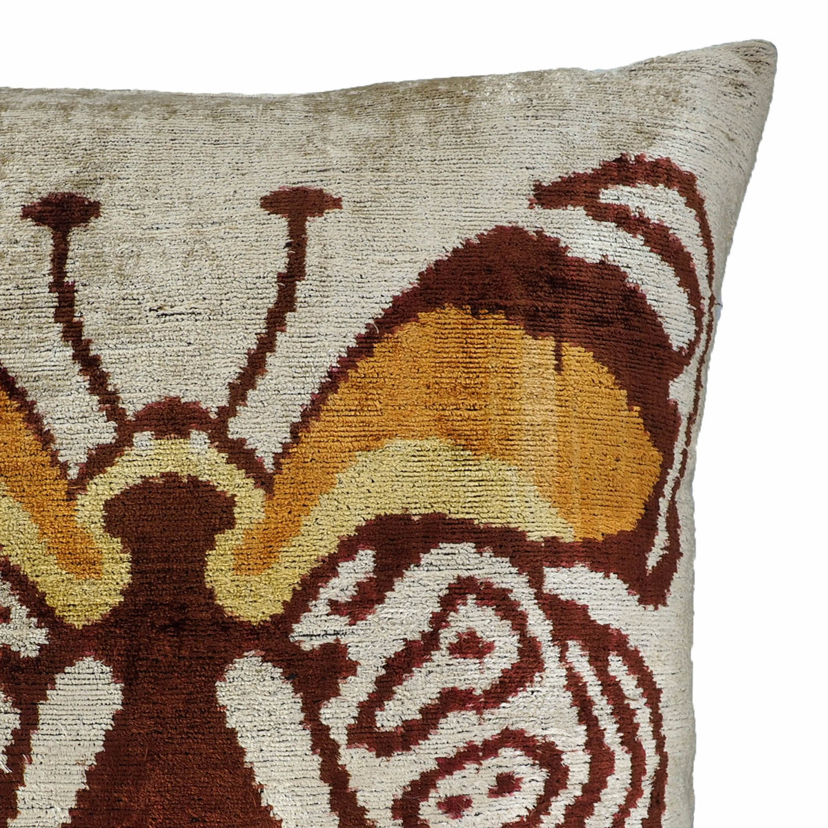 Butterfly Silk Velvet Ikat Throw Cushion
