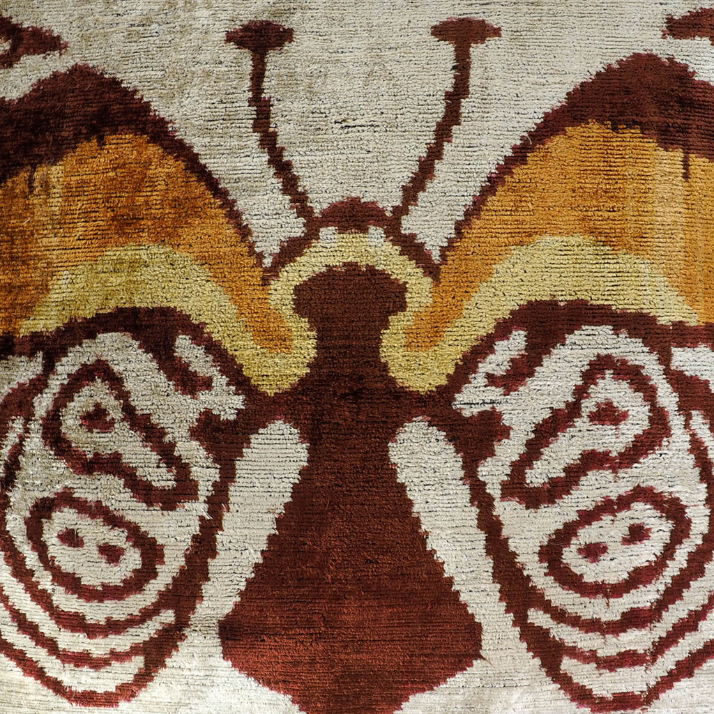 Butterfly Silk Velvet Ikat Throw Cushion