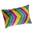Copacabana Silk Velvet Ikat Throw Pillow Cover 16 X 24