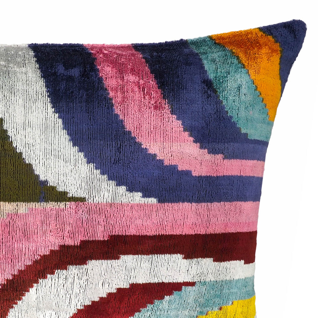 Dandy  Silk Velvet Ikat Throw Cushion