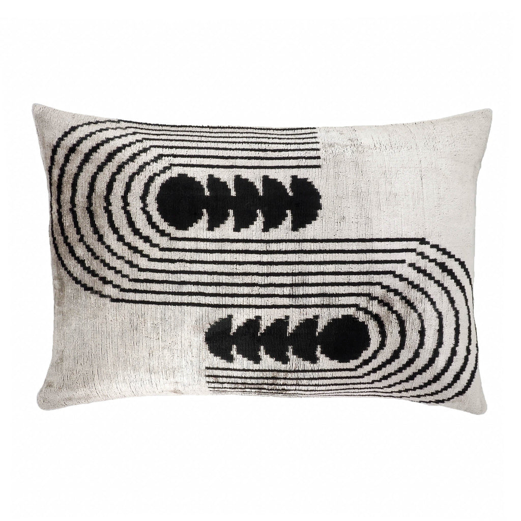 Art Deco Silk Velvet Ikat Throw Cushion