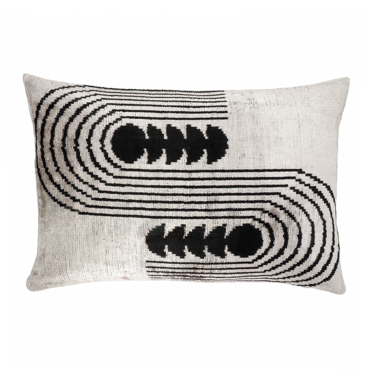 Art Deco Silk Velvet Ikat Throw Cushion