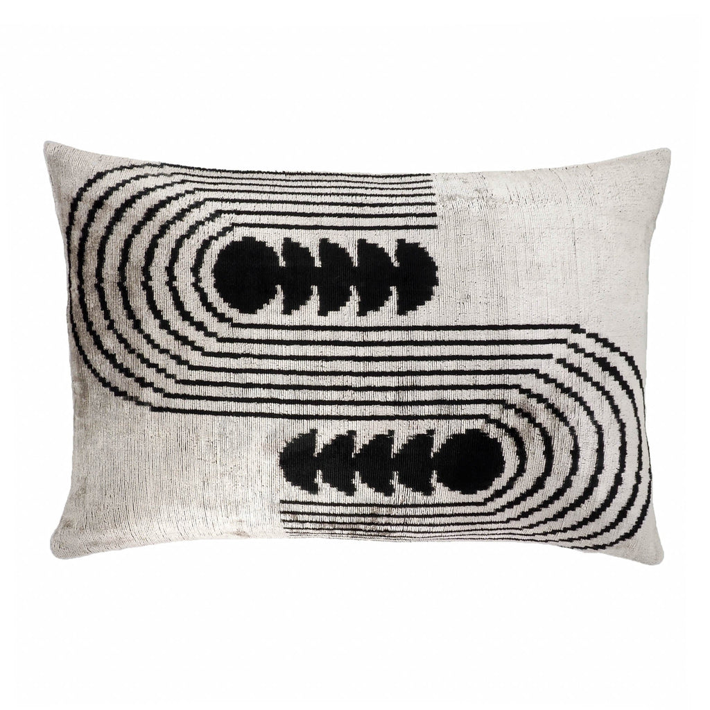 Art Deco Silk Velvet Ikat Throw Cushion