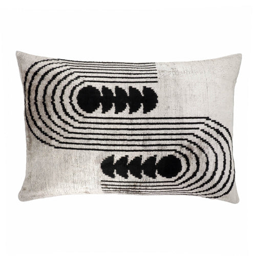 Art Deco Silk Velvet Ikat Throw Cushion
