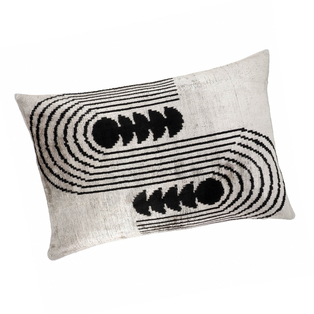 Art Deco Silk Velvet Ikat Throw Cushion