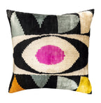 Eye of Ra Silk Velvet Ikat Throw Cushion