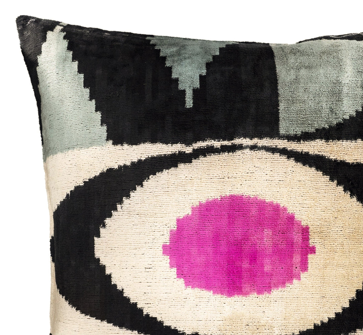 Eye of Ra Silk Velvet Ikat Throw Cushion
