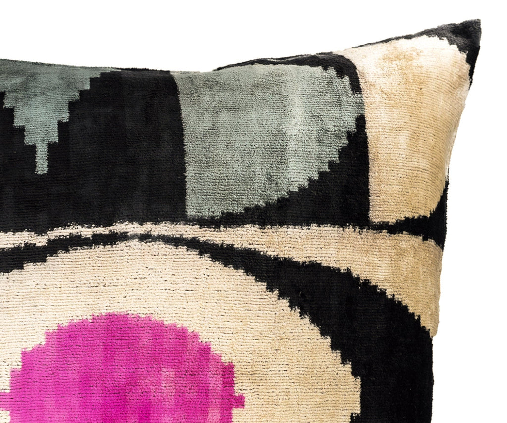 Eye of Ra Silk Velvet Ikat Throw Cushion