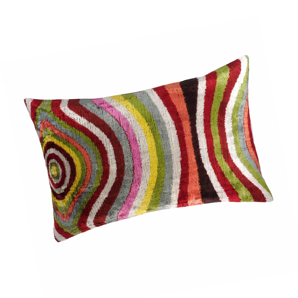 Lucid Silk Velvet Ikat Throw Cushion