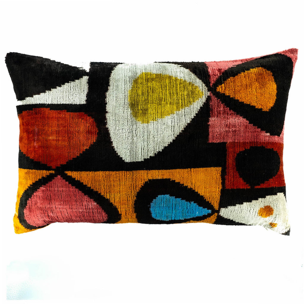 Moonlight Silk Velvet Ikat Throw Cushion