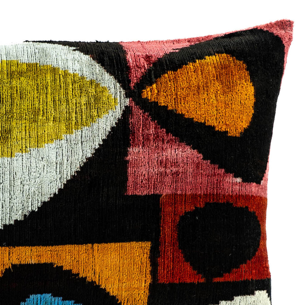 Moonlight Silk Velvet Ikat Throw Cushion