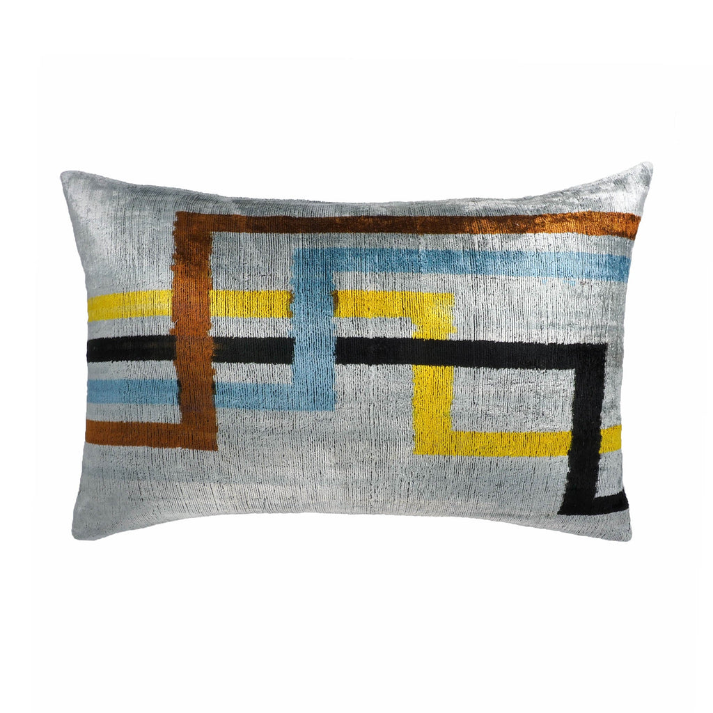 Olympia Silk Velvet Ikat Throw Cushion