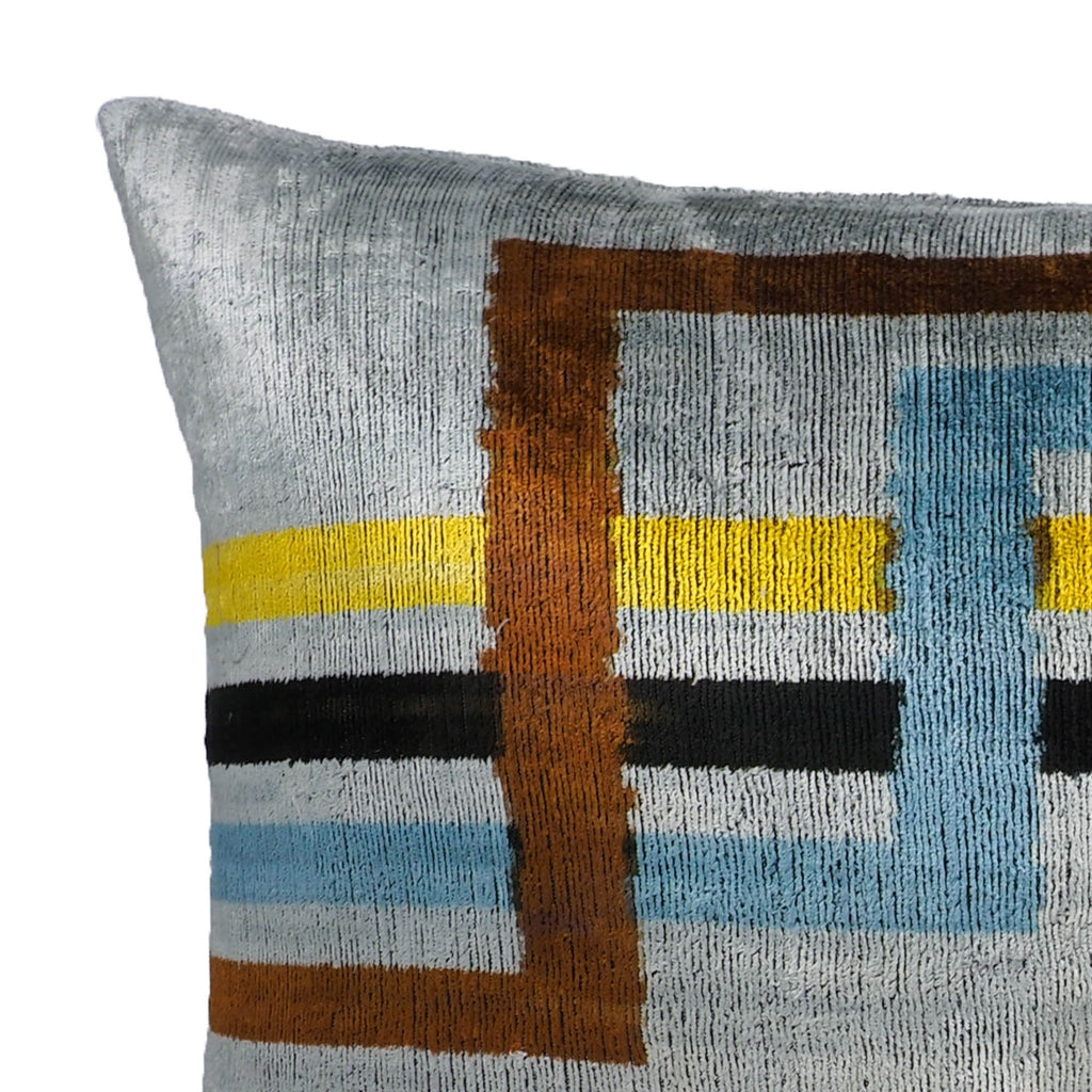 Olympia Silk Velvet Ikat Throw Cushion