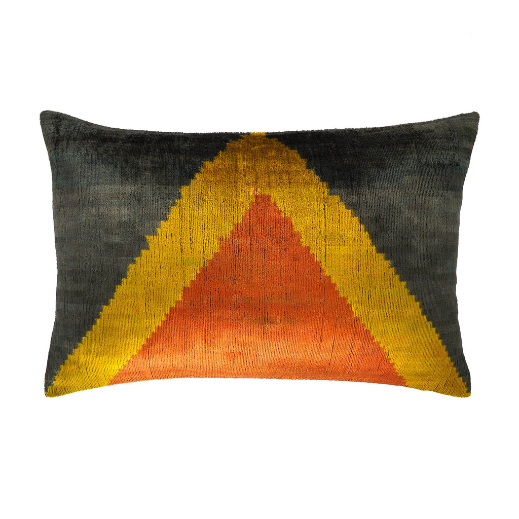 Pyramid Silk Velvet Ikat Throw Cushion