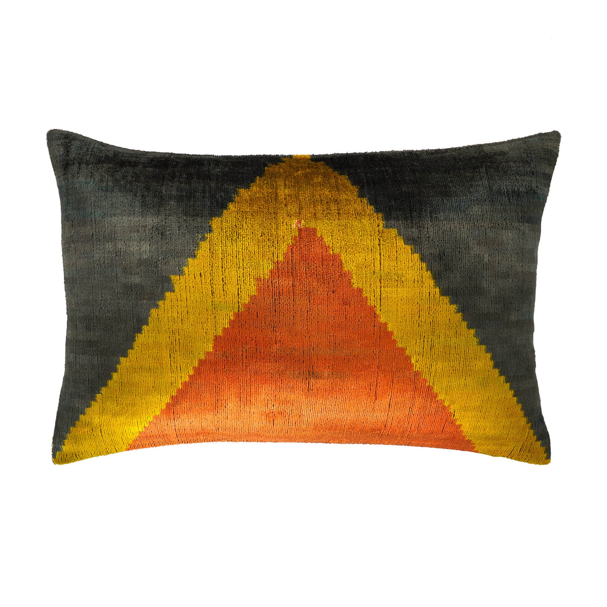 Pyramid Silk Velvet Ikat Throw Cushion