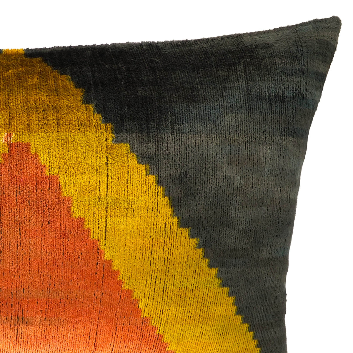 Pyramid Silk Velvet Ikat Throw Cushion