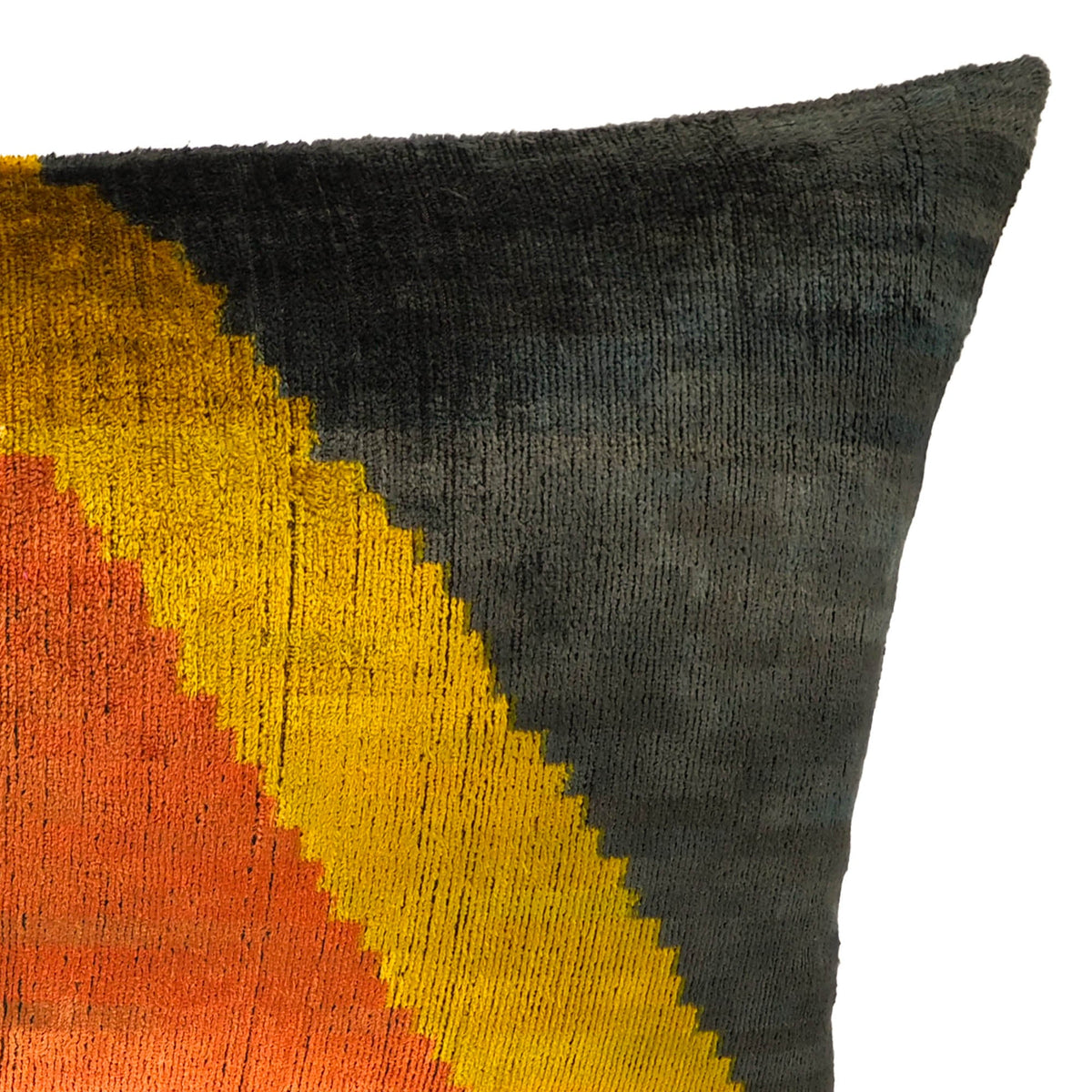 Pyramid Silk Velvet Ikat Throw Cushion