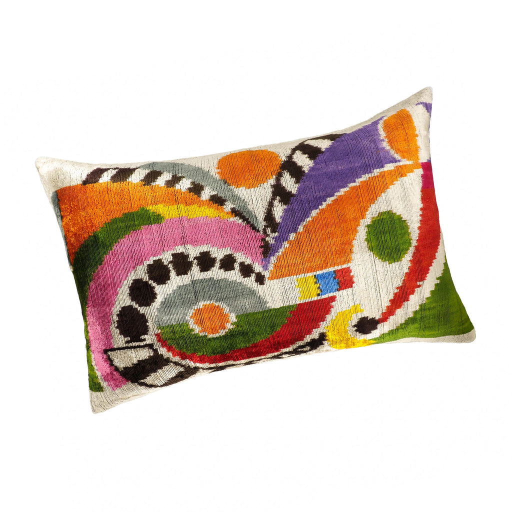 Ra Silk Velvet Ikat Throw Cushion