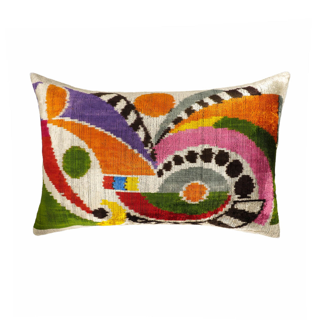 Ra Silk Velvet Ikat Throw Cushion
