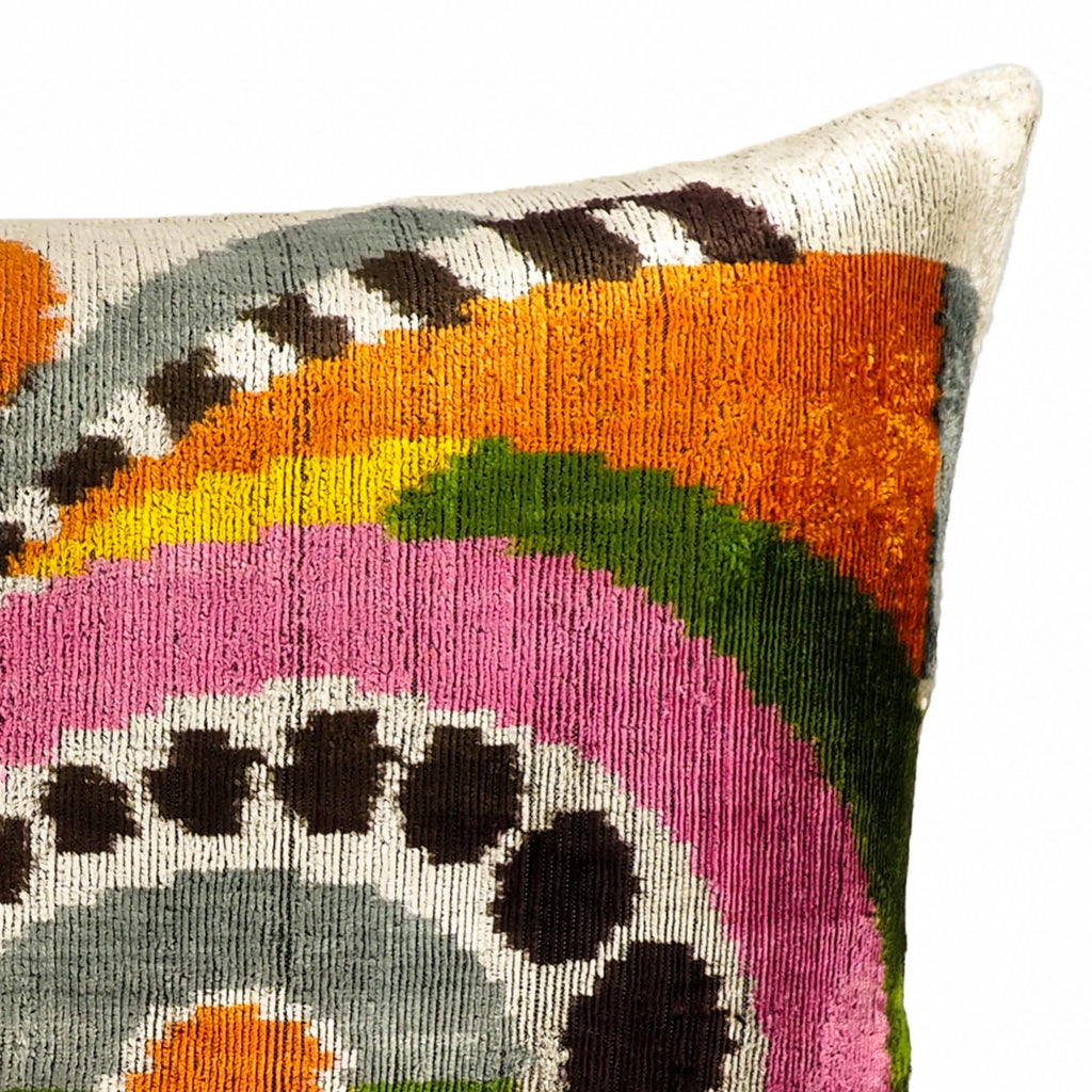 Ra Silk Velvet Ikat Throw Cushion