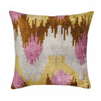 Sunset Tide Silk Velvet Ikat Throw Cushion