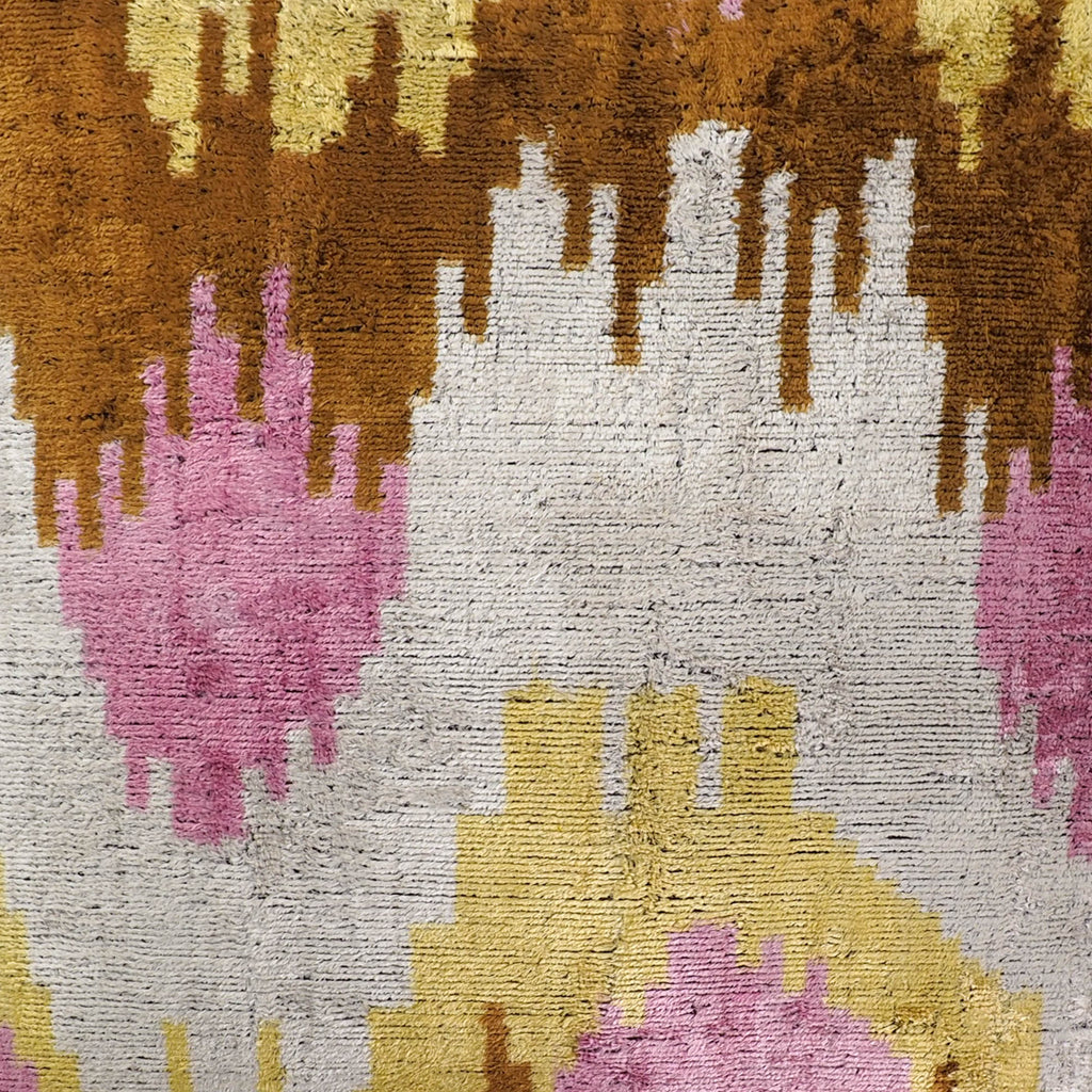 Sunset Tide Silk Velvet Ikat Throw Cushion