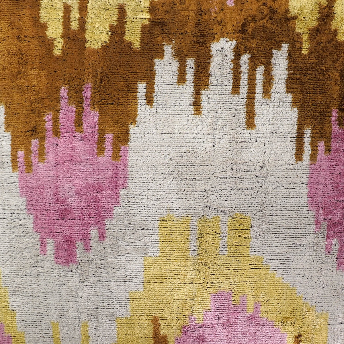 Sunset Tide Silk Velvet Ikat Throw Cushion