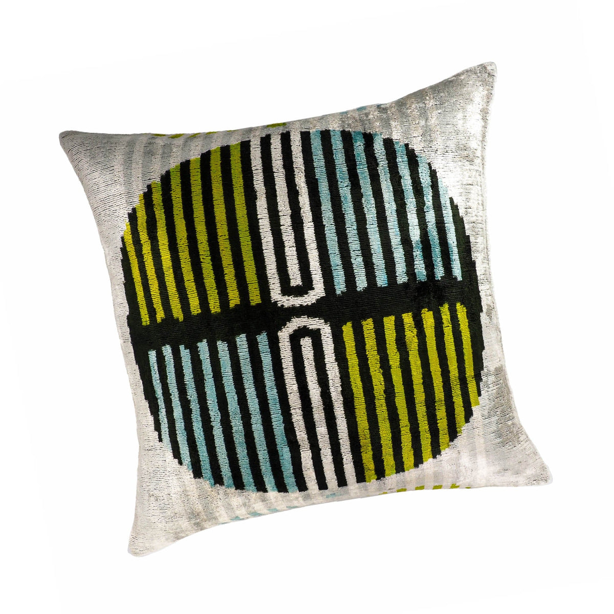 Tamga Silk Velvet Ikat Throw Cushion