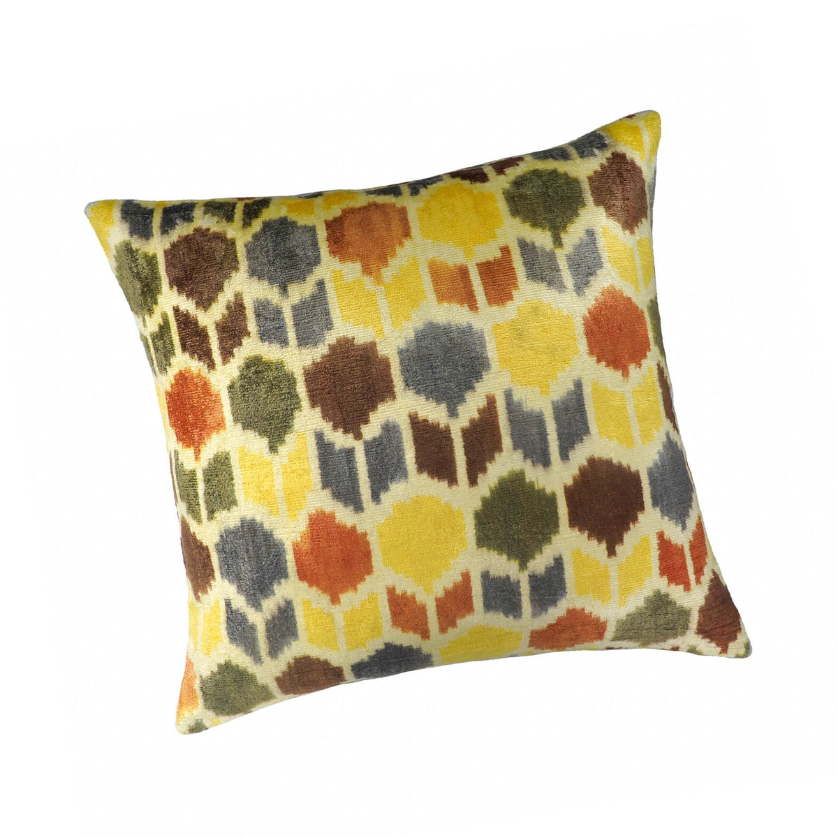Tulips Silk Velvet Ikat Throw Cushion